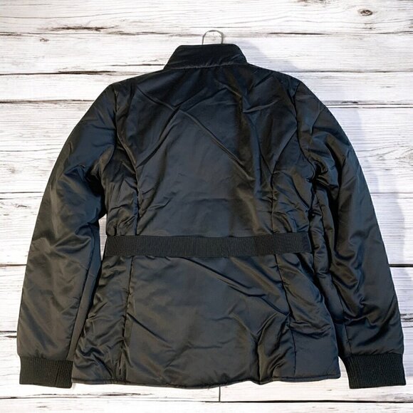 Fabletics Medusa Reversible Belted Puffer Jacket Black/Arctic Print Size XL NWT - Picture 9 of 12